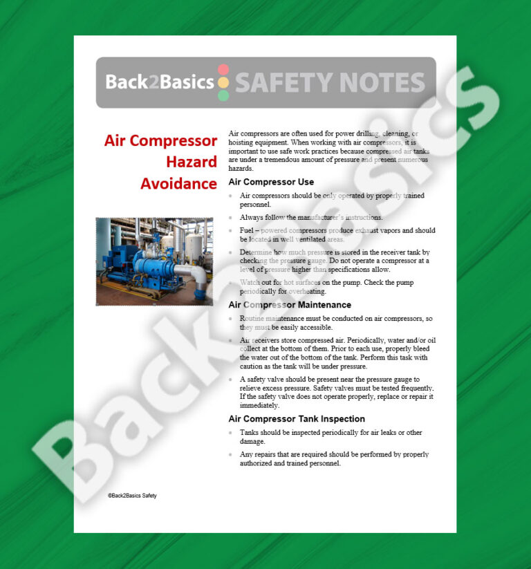 Air Compressor Hazard Safety Note Back 2 Basics Safety