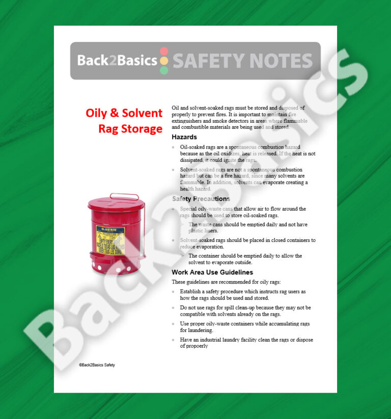 Storage of Oily Rags Safety Note – Back 2 Basics Safety